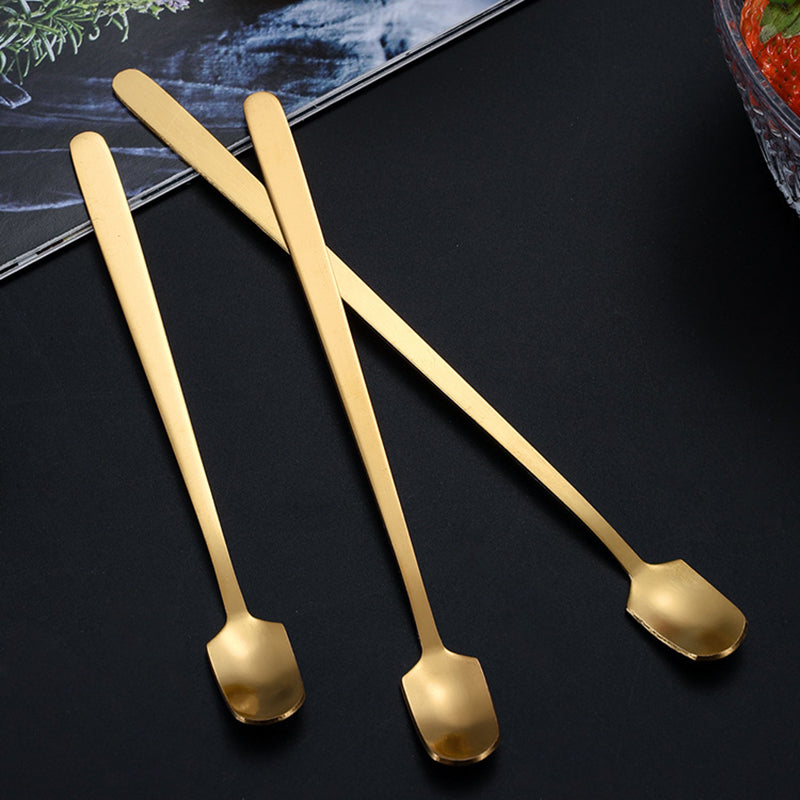 3Pcs 16.8cm Square Head Stirring Spoon Long Handle Stainless Steel Dessert Spoon, Gold (BPA Free, No FDA) 3Pcs 16.8cm Square Head Stirring Spoon Long Handle Stainless Steel Dessert Spoon, Gold (BPA Free, No FDA)